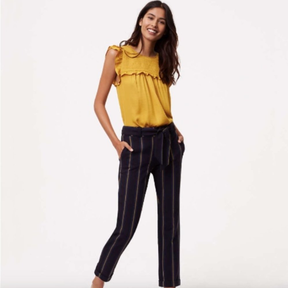 Loft Navy Striped Pants